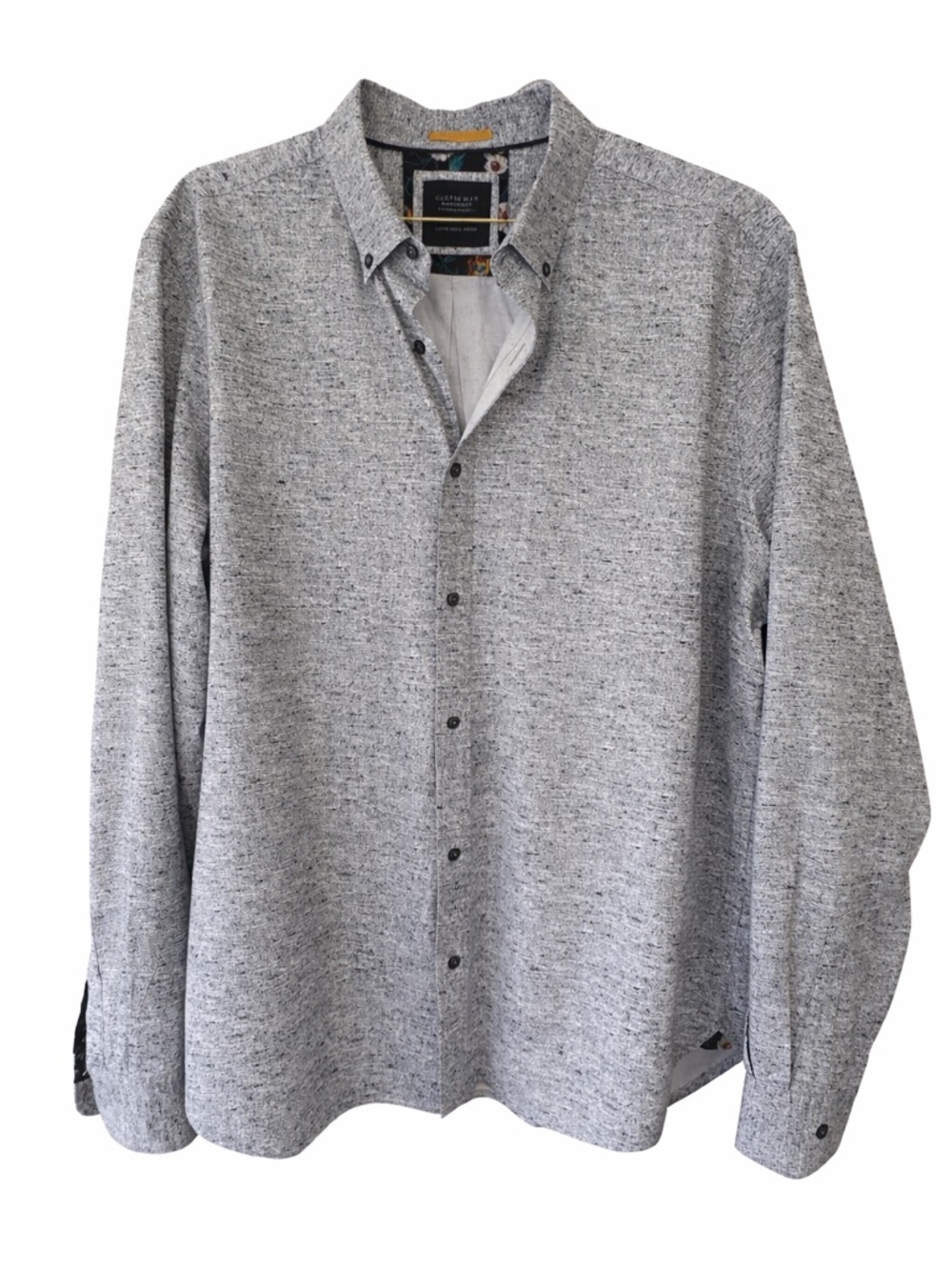 Cactus Man Ricky Singh Gray Button Up Shirt XL Speckled Casual